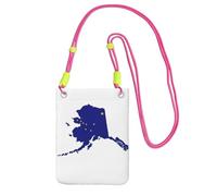 kurue Alaska state Flag Map Print Small Crossbody Shoulder Bag, Cell Phone Bag Wallet Purses with Adjustable Strap for Women, Fuchusia, One Size