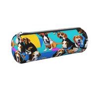 kurue beagle patterns Case Leather Pen Bag Slim Pencil Pouch Lovely Stationery Bag Portable Cosmetic Bag Zipper Organizer Bag
