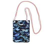 kurue Blue Camouflage Print Print Small Crossbody Shoulder Bag, Cell Phone Bag Wallet Purses with Adjustable Strap for Women, Pink, One Size