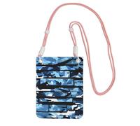kurue Blue Camouflage Print Small Crossbody Shoulder Bag, Cell Phone Bag Wallet Purses with Adjustable Strap for Women, Pink, One Size