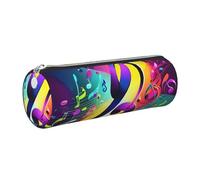 kurue Colorful Musical Notes Case Leather Pen Bag Slim Pencil Pouch Lovely Stationery Bag Portable Cosmetic Bag Zipper Organizer Bag