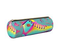 kurue Colorful Roller Skates Case Leather Pen Bag Slim Pencil Pouch Lovely Stationery Bag Portable Cosmetic Bag Zipper Organizer Bag