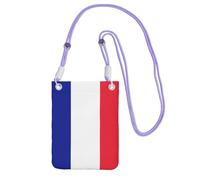 kurue French flag Print Small Crossbody Shoulder Bag, Cell Phone Bag Wallet Purses with Adjustable Strap for Women, Purple, One Size