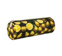 kurue Fresh Tropical Lemons Case Leather Pen Bag Slim Pencil Pouch Lovely Stationery Bag Portable Cosmetic Bag Zipper Organizer Bag