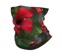 kurue Hummingbirds Red Flower Hibiscus Multi-Functional Sports Neck Gaiter - Ice Cooling, Face Mask & More | Essential Summer Accessory