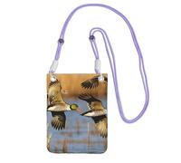 kurue Hunting Fly Wild Print Small Crossbody Shoulder Bag, Cell Phone Bag Wallet Purses with Adjustable Strap for Women, Purple, One Size