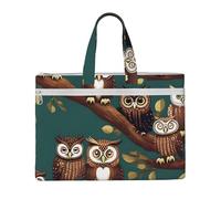 kurue Many Owls on Tree Branches 10.6 * 15 Inch Handheld Bag 2 Zipper Pockets Generous Capacity for Files - Ideal for dy and TravelWork,Stu