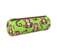kurue Monkey Case Leather Pen Bag Slim Pencil Pouch Lovely Stationery Bag Portable Cosmetic Bag Zipper Organizer Bag