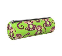 kurue Monkey Case Leather Pen Bag Slim Pencil Pouch Lovely Stationery Bag Portable Cosmetic Bag Zipper Organizer Bag