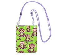 kurue Monkey Print Small Crossbody Shoulder Bag, Cell Phone Bag Wallet Purses with Adjustable Strap for Women, Purple, One Size