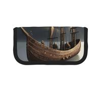 kurue Nordic Pirate Ship cute pencil case,3 Compartments Multifunction Pencil Box with Zipper, Organizer Pencil Pen Bag Stationery