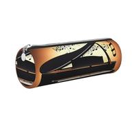 kurue Piano Violin and Music Notes Case Leather Pen Bag Slim Pencil Pouch Lovely Stationery Bag Portable Cosmetic Bag Zipper Organizer Bag