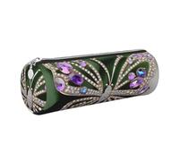 kurue Rhinestone butterfly Case Leather Pen Bag Slim Pencil Pouch Lovely Stationery Bag Portable Cosmetic Bag Zipper Organizer Bag