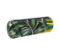 kurue Tropical Banana Palm Leaves Case Leather Pen Bag Slim Pencil Pouch Lovely Stationery Bag Portable Cosmetic Bag Zipper Organizer Bag
