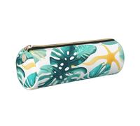 kurue Tropical beach plant theme Case Leather Pen Bag Slim Pencil Pouch Lovely Stationery Bag Portable Cosmetic Bag Zipper Organizer Bag
