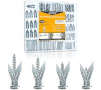 KURUI 180Pcs Heavy Duty Metal Drywall Anchors and Screws Kit, Easy Self Drilling, Durable & Renter Friendly, Silver Anchors for Sheetrock,Hollow Wall, Hanging Shelves,Mirrors,Wall Decor,Pictures
