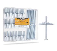 KURUI 3/16 Heavy Duty Hollow Wall Anchors for Drywall, 25Pcs Toggle Bolts and Wing Nut Kit, Metal Drywall Anchors and Screws Kit, Butterfly Anchors for Ceiling