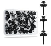 KURUI 60Pcs Double Headed Nails for Hanging Pictures, Renter Friendly Decor Pictures Hanging Kit, Wall Hangers for Bathroom Living Room Office, Push Pins for Tapestry Frame Art, Wall Mount-Black