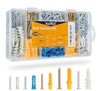 KURUI Drywall Anchors Assortment Kit for Sheetrock Concrete Brick, 350Pcs Wall Anchors Kit with Self Drilling Anchos and Flat Head Screws, 5 Sizes Picture Hangers Set, Picture Hanging Anchors