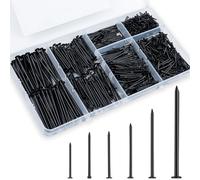 KURUI Hardware Nails for Hanging Pictures Assorted Kit,700pc Black Picture Hanging Nails for Wall Drywall Wood,6 Sizes Small Nails Assortment Kit,640 Frame Nails and 60 Finishing Nails