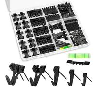 KURUI Picture Hangers, 385Pcs Picture Hanging Kit with Heavy Duty Picture Hanging Hooks, Sawtooth, Hardware Nails and Picture Hanging Tool, Wall Hangers for Frame, Painting, Art, Photo (Black)