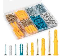 KURUI Plastic Wall Anchors and Screws Assortment Kit 230PCS, 115 Plastic Drywall Anchors and 115 Philips Flat Head Screws, 5 Sizes Galvanized Screws and Wall Plug Bolts with Organizer Box