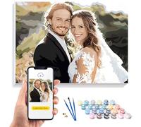 KURUMi 24/36/48 Colors Personalised Paint by Numbers Kit for Adults - Custom Photo DIY Painting Set for Beginners, Create Unique Wall Art from Your Favorite Photo of Family, Pet, or Loved One