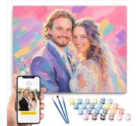 KURUMi Soft Pastel Style Custom Paint by Numbers from Photo, Personalised Paint by Numbers Kit for Adults, DIY Canvas Painting Gift for Family, Couples & Pets