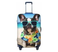 Kururi French Bulldog Summer Print Suitcase Cover Personalized Travel Luggage Cover Trolley Case Cover Travel Luggage Protector Cover Suitable For Travel Business Trip, Black, XL