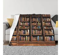 Kururi Library Bookshelf Print Blanket Breathable Lightweight Fleece Throw Blanket for Bedroom Sofas Camping Cinema Office 80"X60"