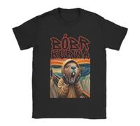 Kurwa-Bobr-Bober-Beaver-Boberek-The-Scream Men T Shirt-Tops-Humor-Sleeve Black