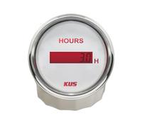 KUS 52mm (2'') Digital Engine Hour Meter Gauge 0-99999.9H Waterproof with Backlight for Car Vessels Yachts (white+stainless steel)