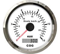 KUS GPS Speedometer Speed Gauge 15Knots 28KM/H For Boat Yachts 85mm With Backlight (White)