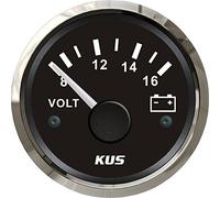 KUS Waterproof Voltmeter Voltage Gauge 12V/8-16V 52mm with Backlight