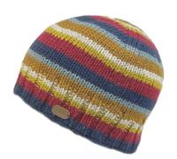 Kusan 100% Wool Brooklyn Knitted Stripe Beanie Hat (Navy/Yellow)