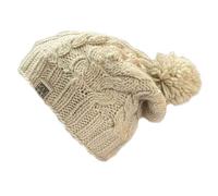 Kusan 100% Wool Cable Knit Over-Sized Slouch Bobble Hat (UK, Alpha, One Size, Oatmeal)