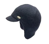Kusan 100% Wool Fleece Lined Peaked Cap with Ear/Neck Warmer (Navy)