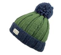 Kusan Moss Yarn Turn Up Bobble Beanie Hat (PK1525) (Navy/Green)