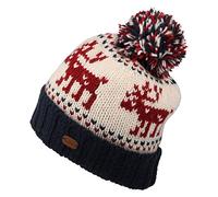 Kusan Reindeer Turn Up Bobble Hat - Navy-Cream One Size