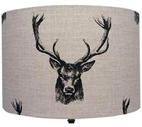 Kushade 10" Fryetts Charcoal Stag Head Table Lampshade, Fabric, Beige