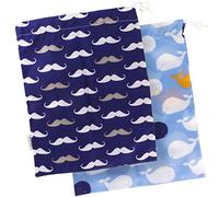 Kushies Baby On The Go Wet Bag, Blue Whale/Navy Moustache, Large