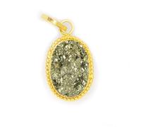 KUSHMIWAL GEMS 16.25 Ratti Natural Pyrite Pendant Genuine Stone Gold Plated Locket Pendant For Men And Women, pyrite, pyrite