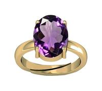 KUSHMIWAL GEMS 4.25 Ratti 3.25 Carat Amethyst Gold Plated Katela Ring Original Certified Purple Natural Jamuniya Stone Metal Amethyst