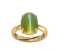 KUSHMIWAL GEMS 7.25 Ratti 6.00 Carat Cat Eye Ring Lehsunia Ketu Stone Gold Plated Astrological Adjustable Ring Look This Side Metal Cat's Eye Ring