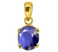 KUSHMIWAL GEMS 7.25 Ratti 6.00 Carat Certified Original Blue Sapphire Gold Plated Pendant Locket Panchdhatu Stone Neelam Pendant Locket for Men & Women by Lab Certified, Free Size, Gemstone, Sapphire