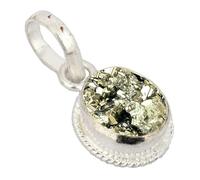 KUSHMIWAL GEMS 7.25 Ratti 6.25 Crt Natural Pyrite Crystal Pendant Silver Plated Pendant Free Size For Men And Women, pyrite, pyrite, pyrite, pyrite
