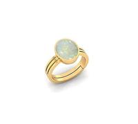 KUSHMIWAL GEMS 7.25 Ratti 6.55 Carat White Rashi Ratan Fire Opal Loose Gemstone Gold Plated Adjustable Ring for Women Men Metal Opal