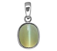 KUSHMIWAL GEMS 7.25 Ratti Quality Cat's Eye Lehsunia Gemstone Silver Plated Pendant for Women's and Men's, Free Size, Gemstone, Cats Eye