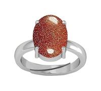 KUSHMIWAL GEMS Natural 8.25 Ratti 7.05ct Sunstone Sunsitara Golden Panchdhatu Silver Plated Adjustable Ring Metal Sunstone