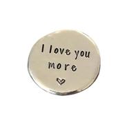 KUSIAPA Heartfelt Pewter Pocket Tokens,Hand Stamped Pewter Pocket Token,Personalized Hand Stamped Pewter Pocket Token Keepsake (I love you more)